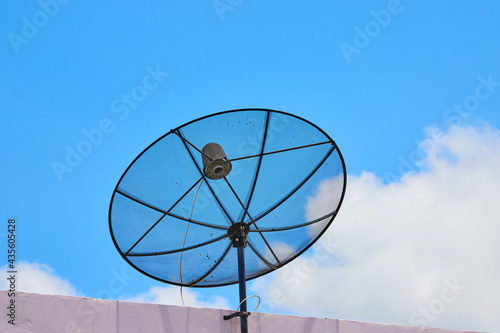 satellite dish antenna on the roof building