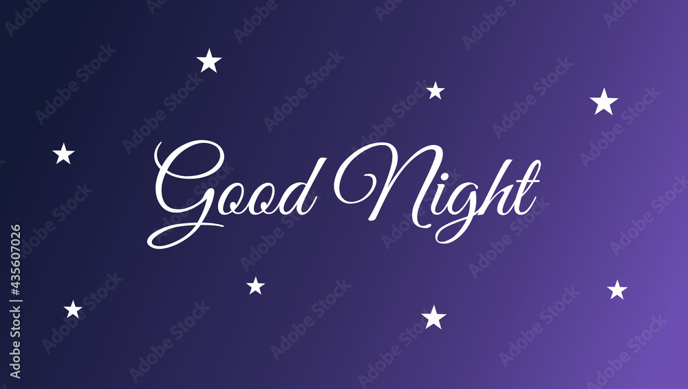 Naklejka premium Good night banner dark blue background with stars.