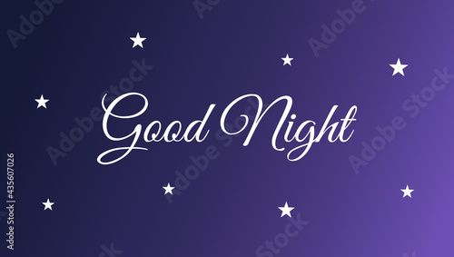 Good night banner dark blue background with stars.