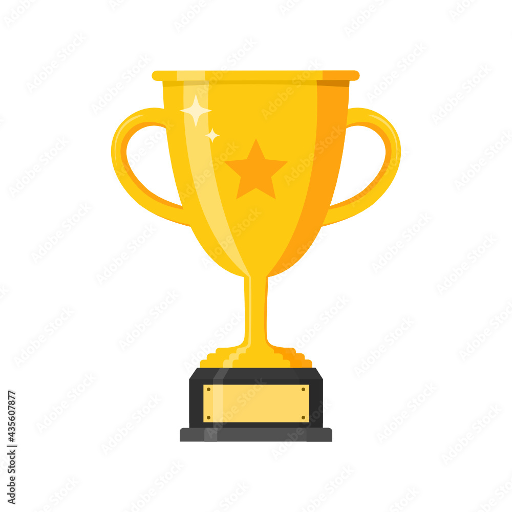 Trophy flat icon. shiny golden cup. Winner prize. 1st competition winner. concept gold cup design vector illustration. Trophy flat icon. shiny golden cup. Winner prize. 1st competition winner. concept gold cup design vector illustration.