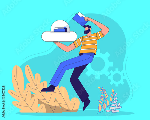 Data storage in cloud concept illustration vector