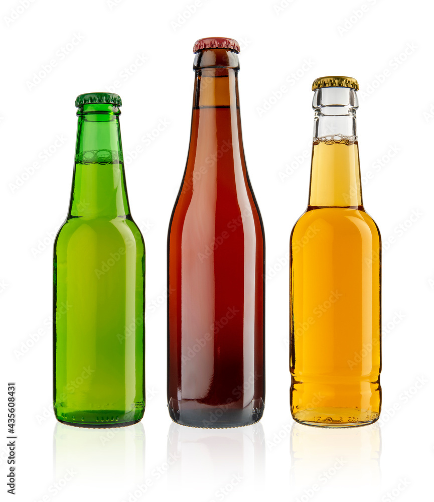 Bouteilles de bières blanche, brune et rousse pour vos modèles d'étiquette. Bouteilles de bières blanche, brune et rousse pour vos modèles d'étiquette.