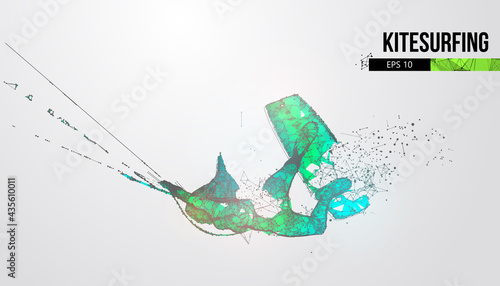 Kiteboarding, hydrofoil. Silhouette of a kitesurfer. Freeride competition. Vector illustration. Thanks for watching