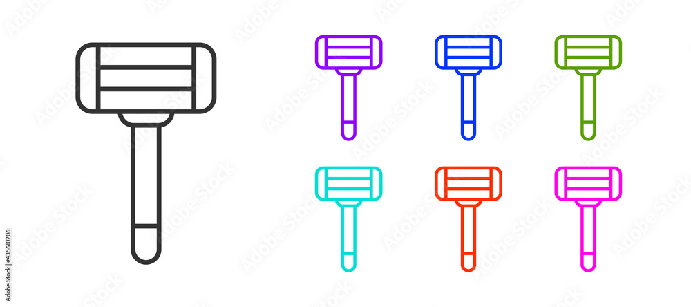 Black line Shaving razor icon isolated on white background. Set icons colorful. Vector Black line Shaving razor icon isolated on white background. Set icons colorful. Vector