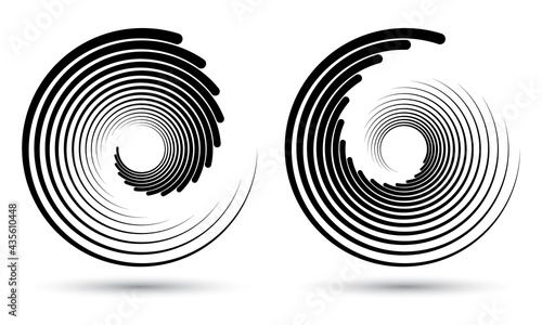 Abstract circle with lines. Wave or tornado sign, logo or icon.