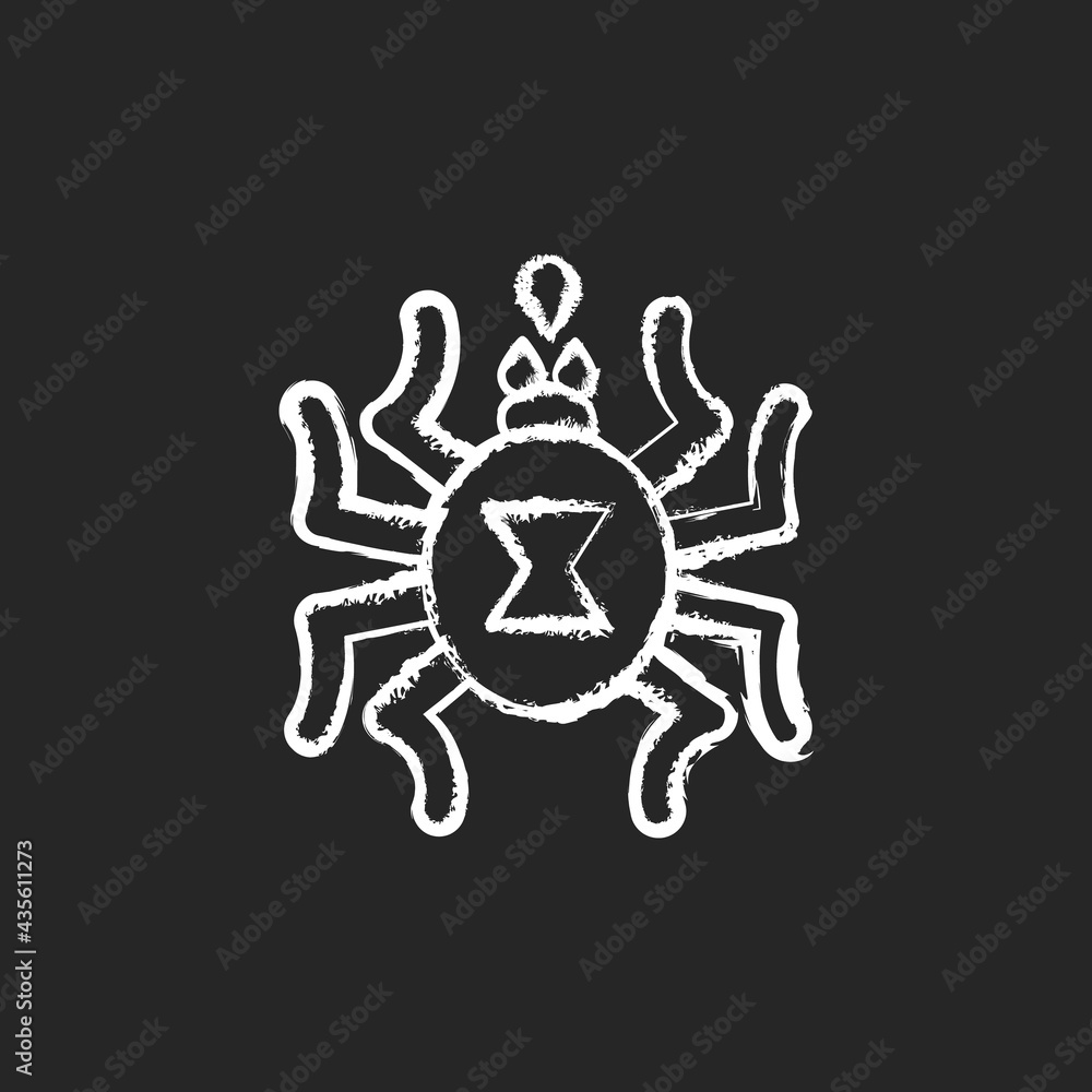 Venomous insects chalk white icon on black background. Dangerous bugs transimitting infectious disease. Spider toxin, biological risk for health. Isolated vector chalkboard illustration Venomous insects chalk white icon on black background. Dangerous bugs transimitting infectious disease. Spider toxin, biological risk for health. Isolated vector chalkboard illustration
