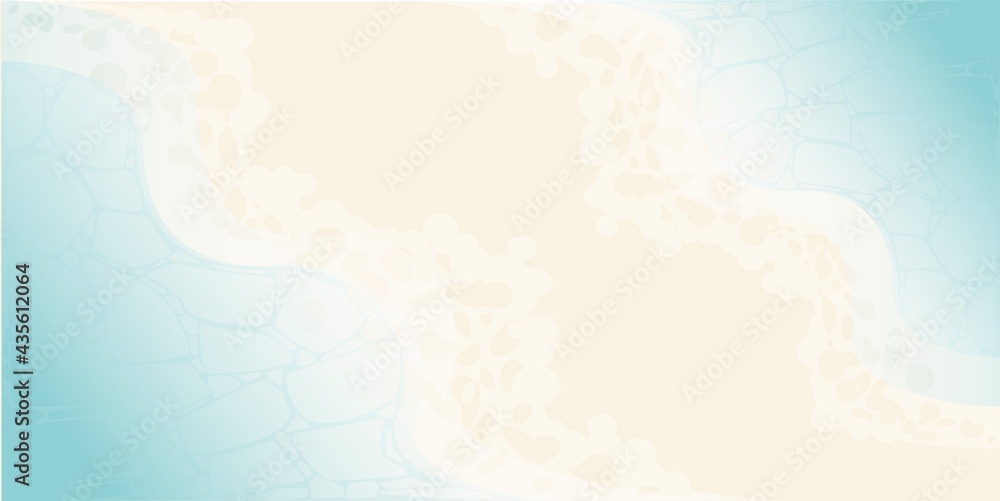 Obraz premium Waves of the sea and sandy beach illustration, Blue sea and beach bright summer abstract background geometric retro style with paper waves sea and seacoast banner area for text 