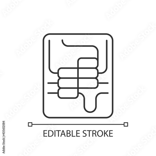 Circuit breaker panel linear icon. Distribution board. Electricity supply system. Metal boxes. Thin line customizable illustration. Contour symbol. Vector isolated outline drawing. Editable stroke