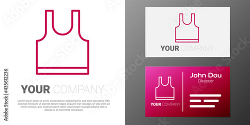 Logotype line Sleeveless T-shirt icon isolated on white background. Logo design template element. Vector