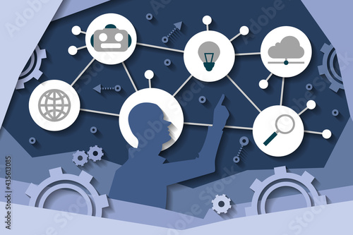 Computer and Internet Technologies concept, paper cut design vector illustration