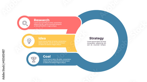 Business infographic. Organization chart with 3 options. Vector template.