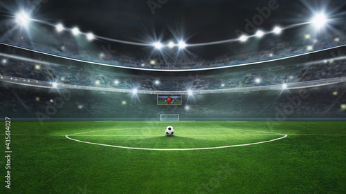 ball on the green field in soccer stadium. ready for game in the midfield © Igor Link