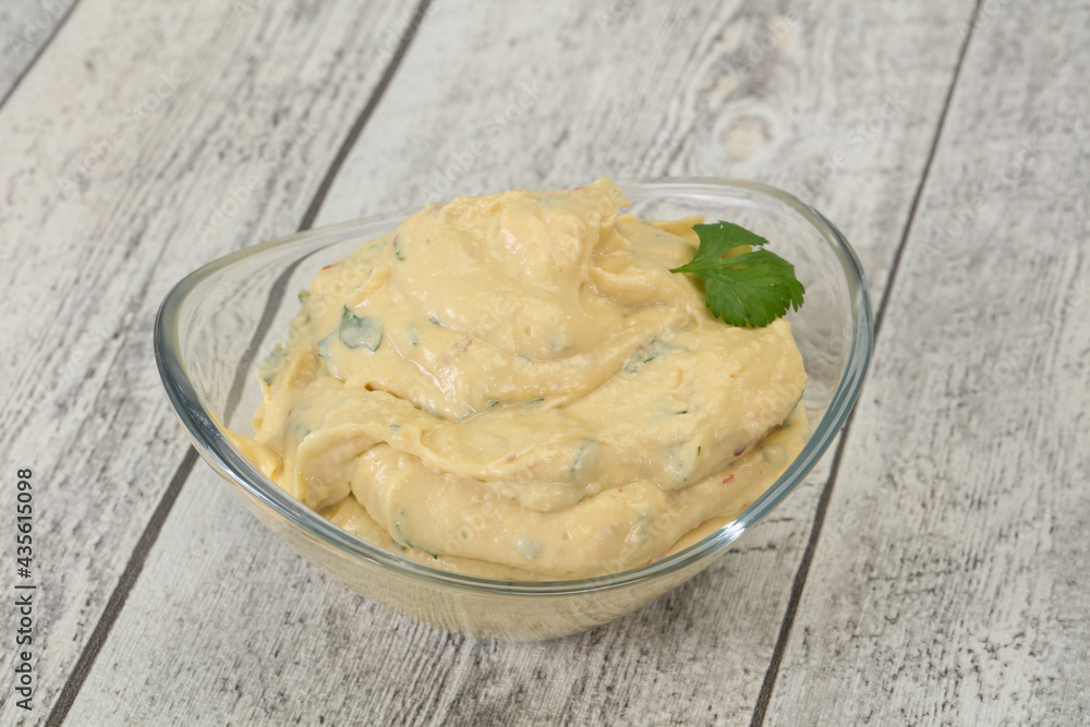 Hummus snack with olive oil Hummus snack with olive oil
