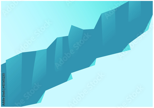 Vector image of an ice floe break. Two banks parallel to each other with an abyss in the center of the background