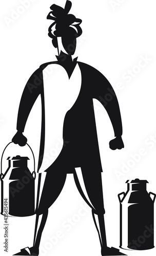 Illustration of India farmer, wearing turban kurta and dhoti, the typical costume of the Indian farmer, vector line art of India