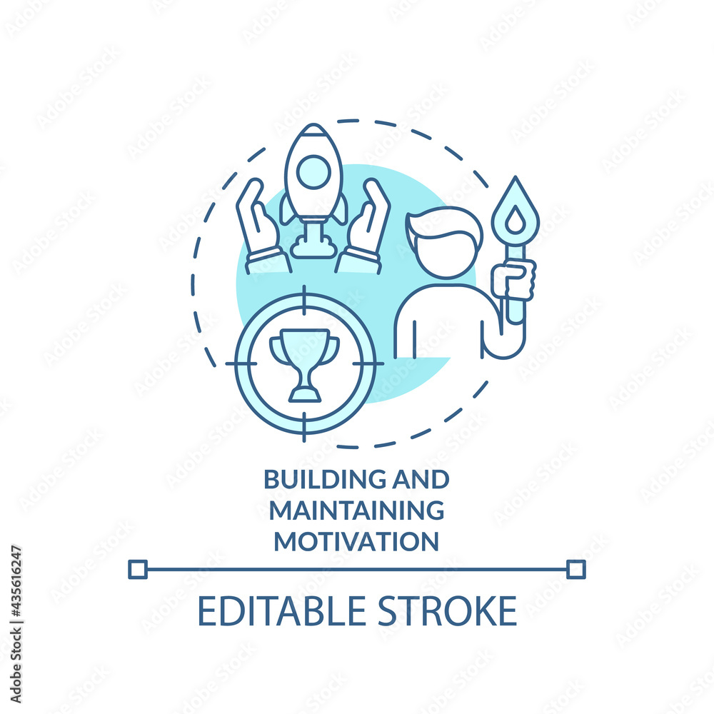 Building and maintaining motivation concept icon. Addiction recovery ways. Self development. Health care abstract idea thin line illustration. Vector isolated outline color drawing. Editable stroke