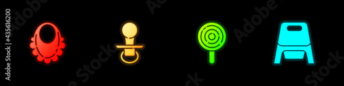 Set Baby bib, dummy pacifier, Lollipop and potty icon. Vector