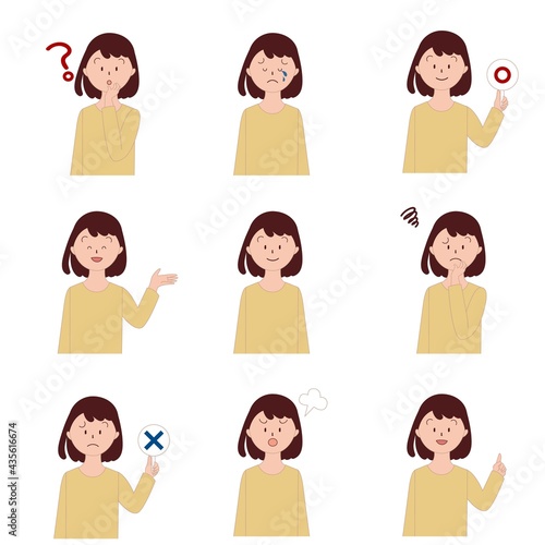 様々な表情の日本人の女の子　セット
