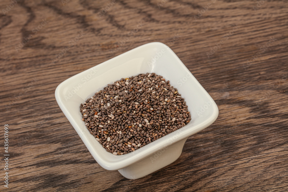 Seasoning chia seeds in the bowl Seasoning chia seeds in the bowl