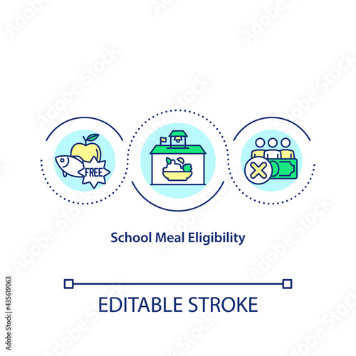 School meal eligibility concept icon. Healthy snacks for all school students. Healthy and organic meals idea thin line illustration. Vector isolated outline RGB color drawing. Editable stroke