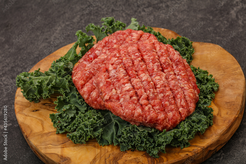 Raw beef burger cutlet for cooking Raw beef burger cutlet for cooking