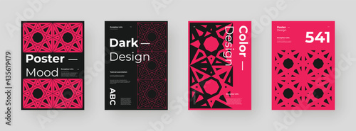 Abstract set Placards, Posters, Flyers, Banner Designs. Colorful gradient on vertical A4 format. Flat shapes ornament. Decorative backdrop. Eps10