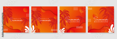 Vector set of summer social media stories design templates, backgrounds with copy space for text - summer backgrounds for banner, greeting card, poster and advertising
