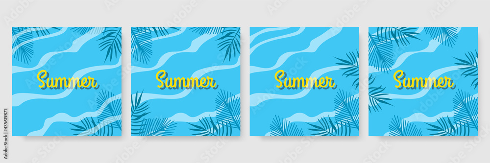 Set ot summer insta templates for life stories and news. Backgrounds for your design, for social media landing page, website, mobile app and poster, flyer, coupon, gift card. Vector illustration.