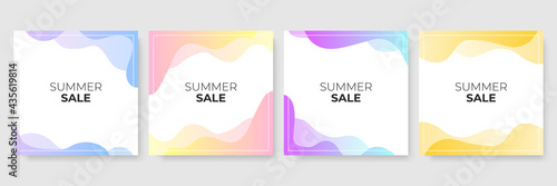 Vector set of summer social media stories design templates, backgrounds with copy space for text - summer backgrounds for banner, greeting card, poster and advertising 