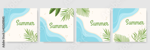 Set ot summer insta templates for life stories and news. Backgrounds for your design, for social media landing page, website, mobile app and poster, flyer, coupon, gift card. Vector illustration.