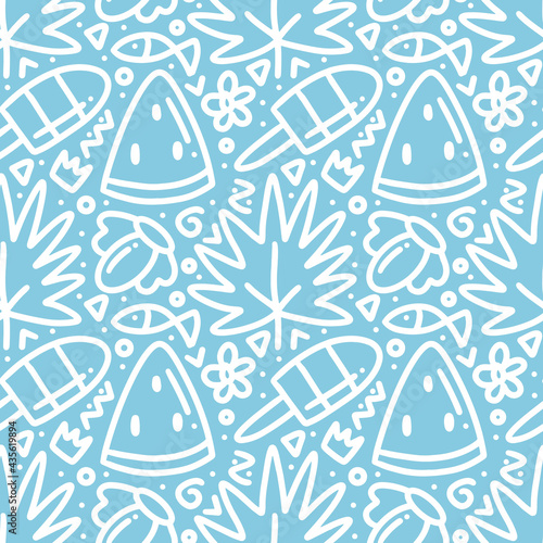doodle set of fresh menu at summer time hand drawing