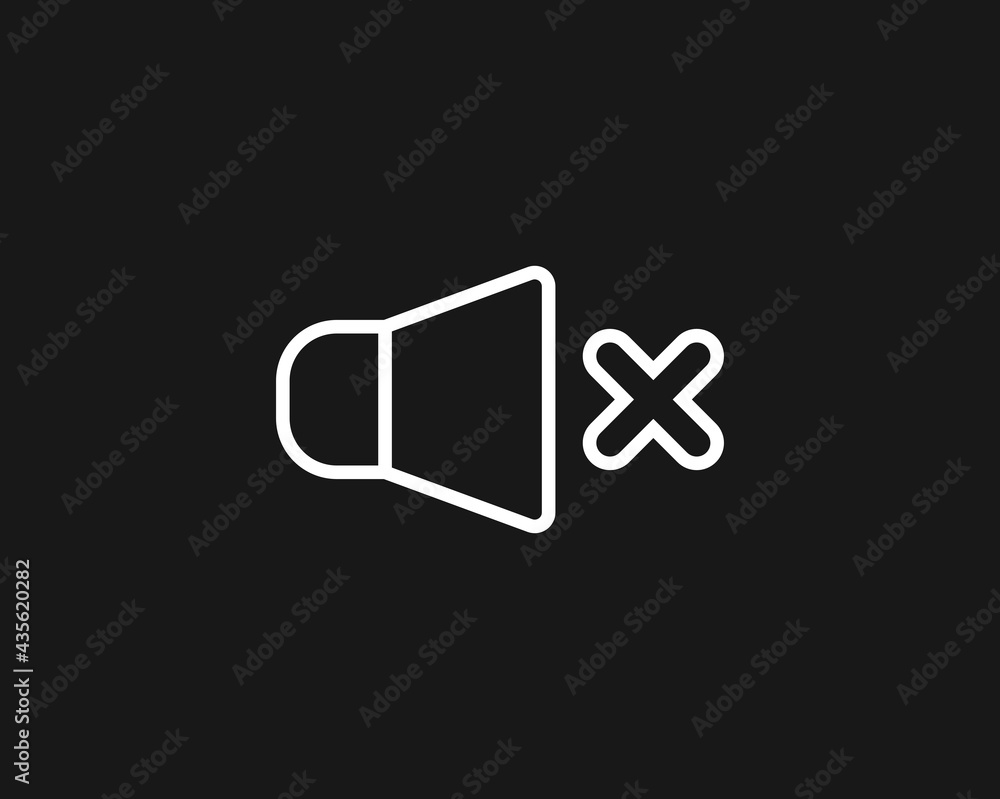 Mute speaker sign icon. Sound button. Vector illustration for graphic design, Web, UI, app. 