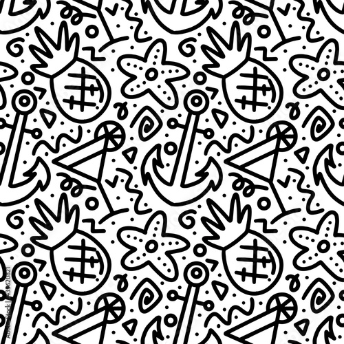 doodle set of summer holiday hand drawing