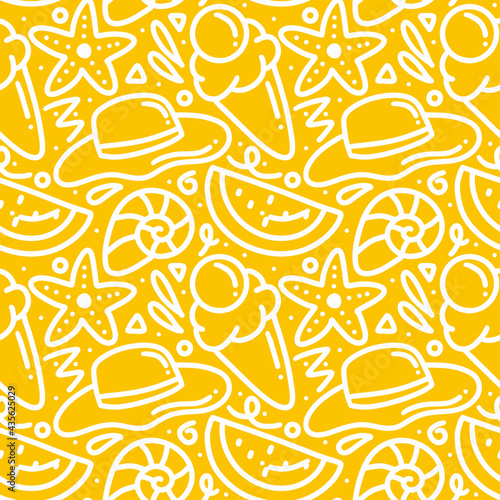 Hand drawn doodle set menu summer on the beach