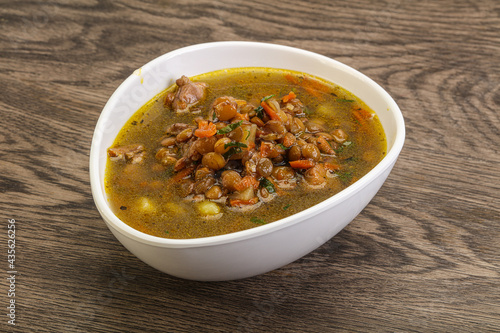 Lentil soup with chicken and vegetables