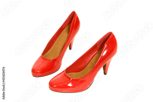 Red high heels, isolated on white background