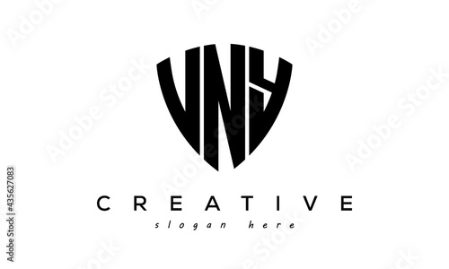 VNY letters creative logo with shield photo