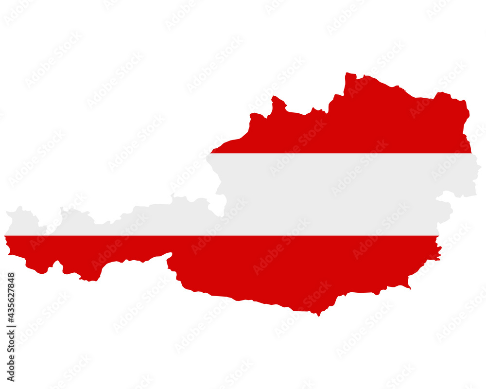 Fahne in Landkarte von Österreich