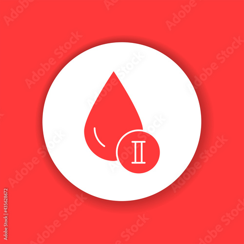 2 blood group color glyph icon. Donation, charity concept.