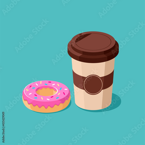 donut and coffee vector illustration