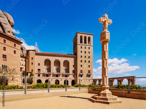 Santa Maria de Montserrat Abbey, Montserrat mountain range near Barcelona, Catalonia photo