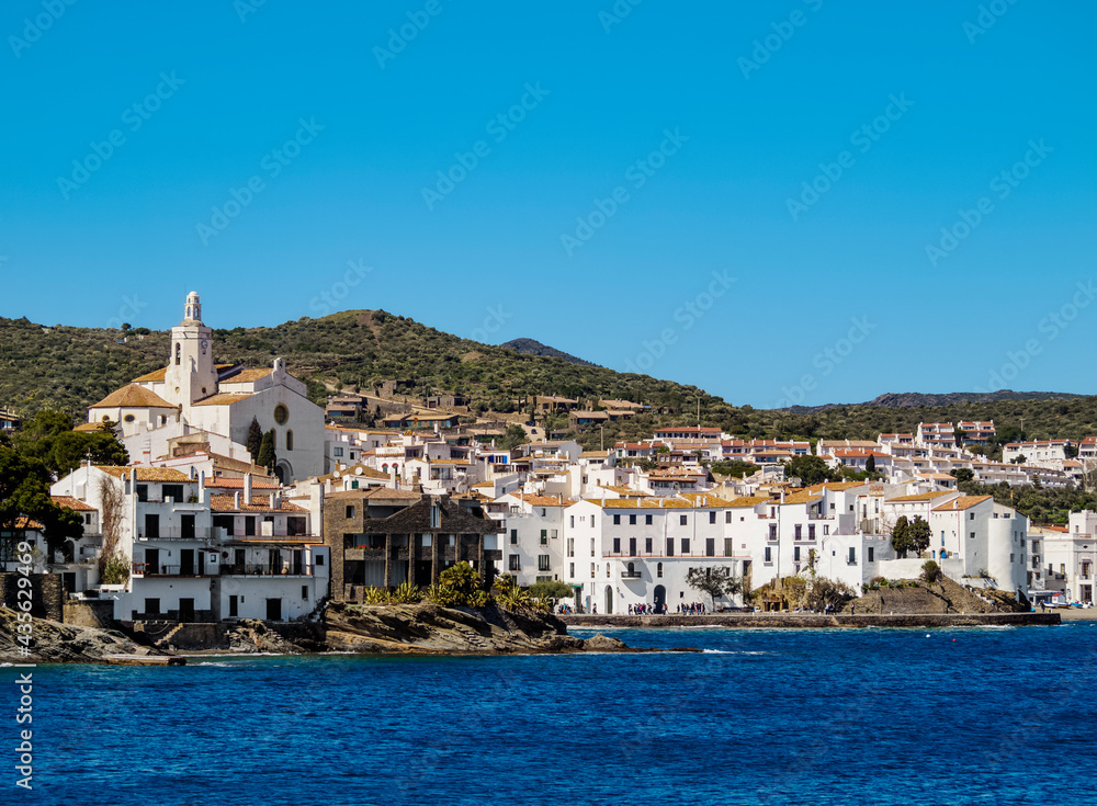 View towards the Santa Maria Church, Cadaques, Cap de Creus Peninsula, Catalonia View towards the Santa Maria Church, Cadaques, Cap de Creus Peninsula, Catalonia