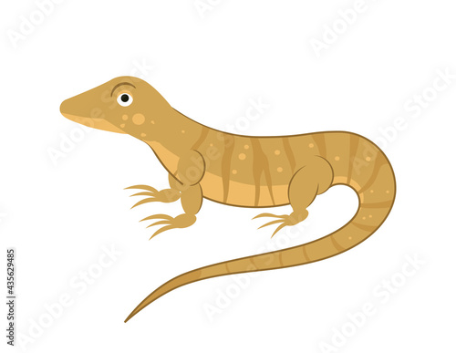 Cartoon monitor lizard in flat style for abc book. Vector illustration
