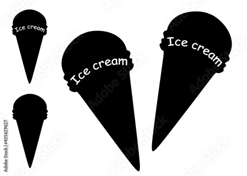 Ice cream in a cone with an inscription. Vector image.