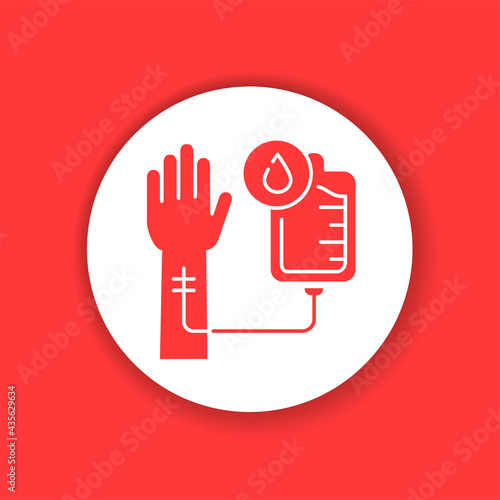 Blood transfusion color glyph icon. Donation, charity concept.