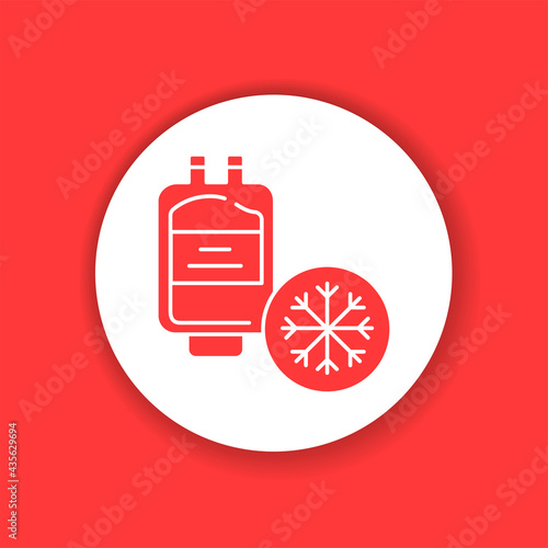 Blood bank freezer color glyph icon. Blood storage for transfusion concept.