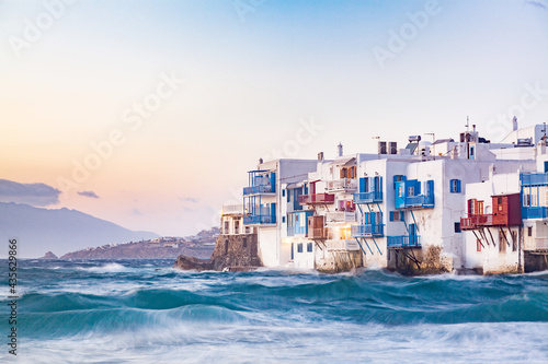 Little Venice in Mykonos, Mykonos Island, Cyclades, Aegean Sea, Greek Islands, Greece