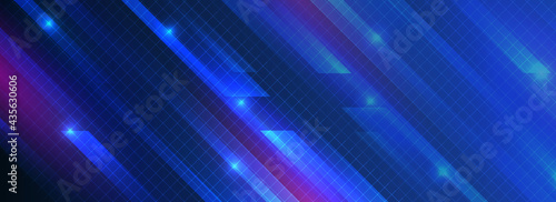 Dynamic cover or colorful layout for event.  Abstract blue sports background in speed effect style. Illustration of colorful light ray, neon stripe line.