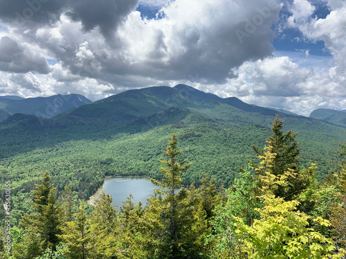 Clouds over High Peaks of the Adirondack Mountains and Heart Lake near Lake Placid, New York State