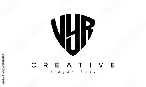 VYR letter creative logo with shield photo